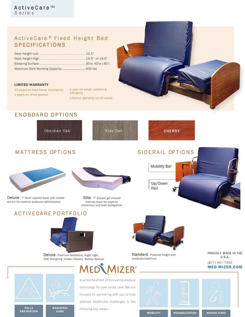 Med Mizer ActiveCare™ FIXED Rotating Pivot Hospital Bed